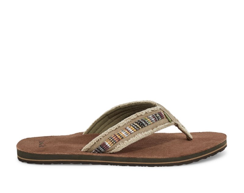 Sanuk Fraid So Eco-Friendly - Sanuk Flip Flops Mens Khaki - Philippines ZTQLDA375